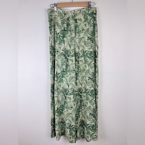 Anna Sammarone | Boho Linen Blend Tropical Print Wide Leg Palazzo Pants | S / 4